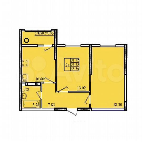 2-к. квартира, 55,5 м², 9/9 эт.