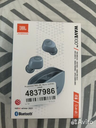 Беспроводные наушники tws jbl wave 100tws синий