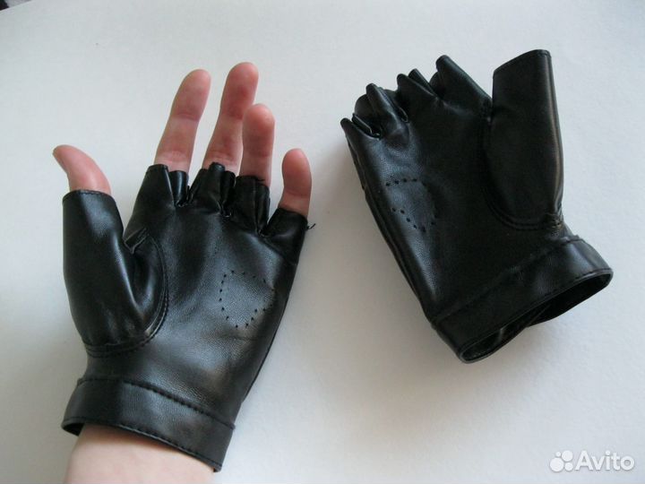Перчатки кожаные, в сеточку, 3 разных пары