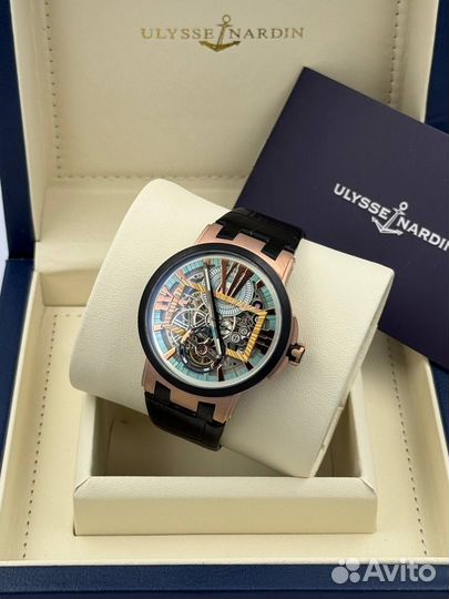 Часы золотые Ulysse Nardin скелетон
