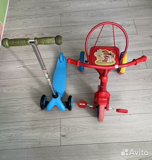 Трехколесный велосипед + трехколесный самокат