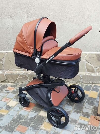 Коляска 2в1 Кожа Новая aulоn 360*(Коричневый)