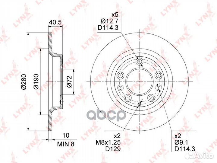 Диск тормозной зад BN1651 lynxauto