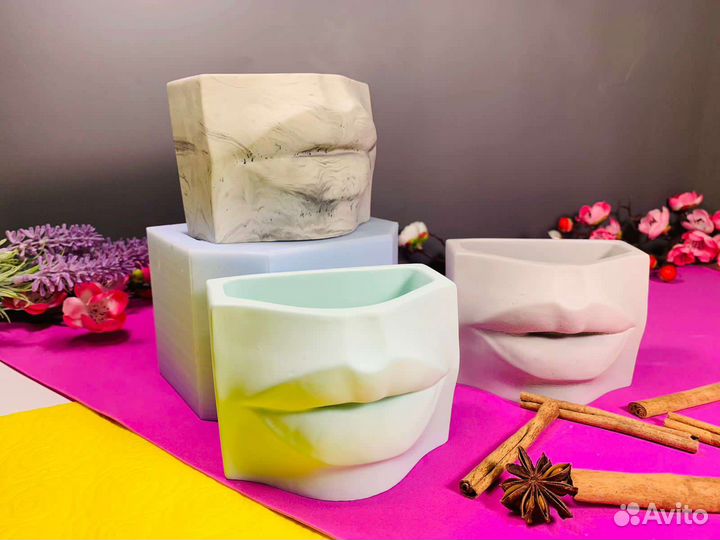 Силиконовая фoрма молд губы венеры кашпо ваза гипс