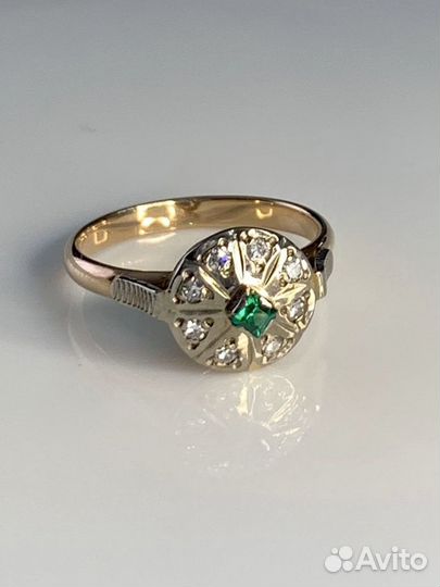 Золотое кольцо с бриллиантом малинка 585 проба