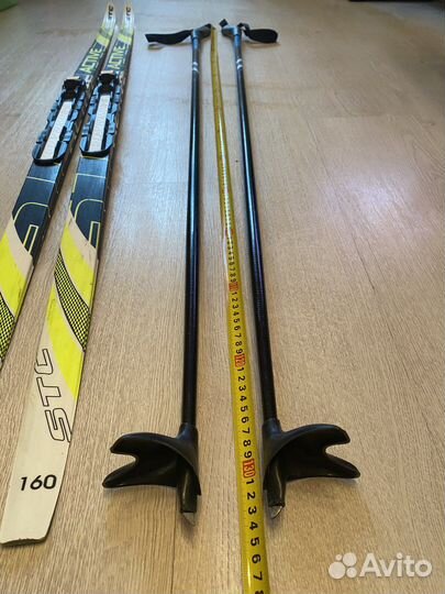 Беговые лыжи 160 см с палками