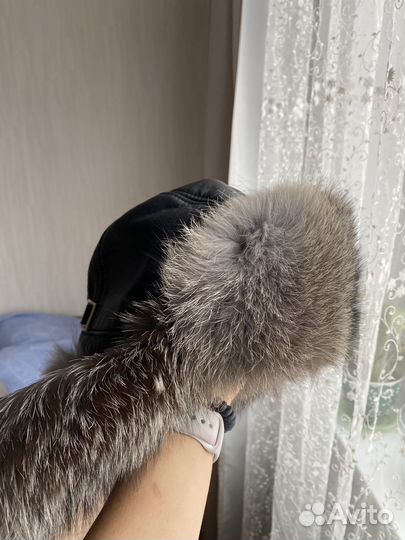 Шапка ушанка из чернобурки