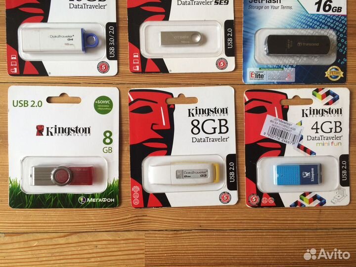 Флешки Kingston и Transcend новые, в упаковке