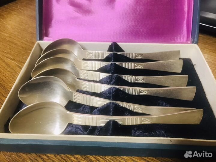 Новый набор чайных ложек мельхиор СССР