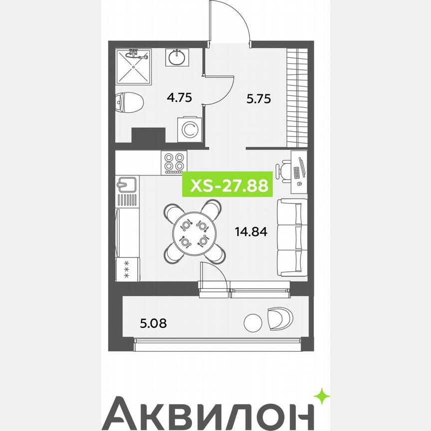 Квартира-студия, 27,9 м², 11/12 эт.