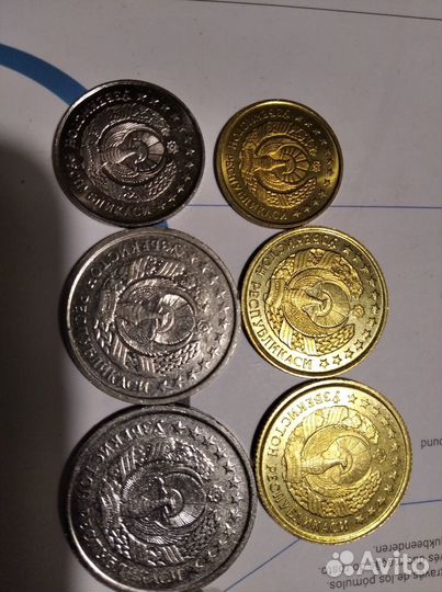 Узбекистан набор монет 1,3,5,10,20,50 тийин UNC