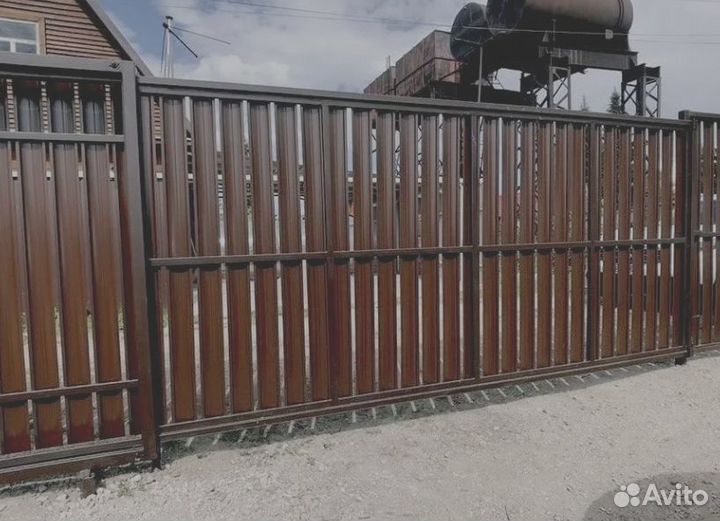 Откатные ворота на дачу 400*200