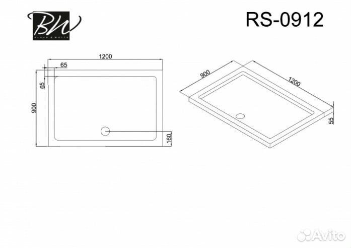 Душевой поддон Black&White Stellar Wind RS-0912