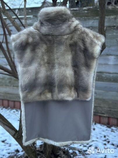 Норковая манишка серая натуральная