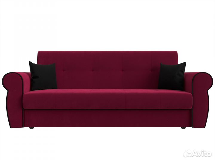 Диван-книжка Лига-019, микровельвет, бордовый, черный