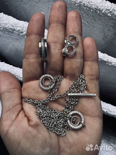 Пандора серьги, кольцо, колье