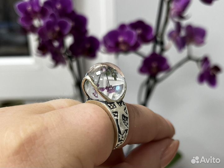 Серебряное кольцо горный хрусталь18,5 р