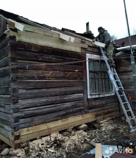 Замена венцов деревянного дома / лаги