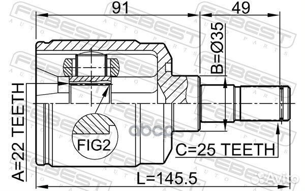 ШРУС внутренний 22x35x25 (hyundai accent/excel