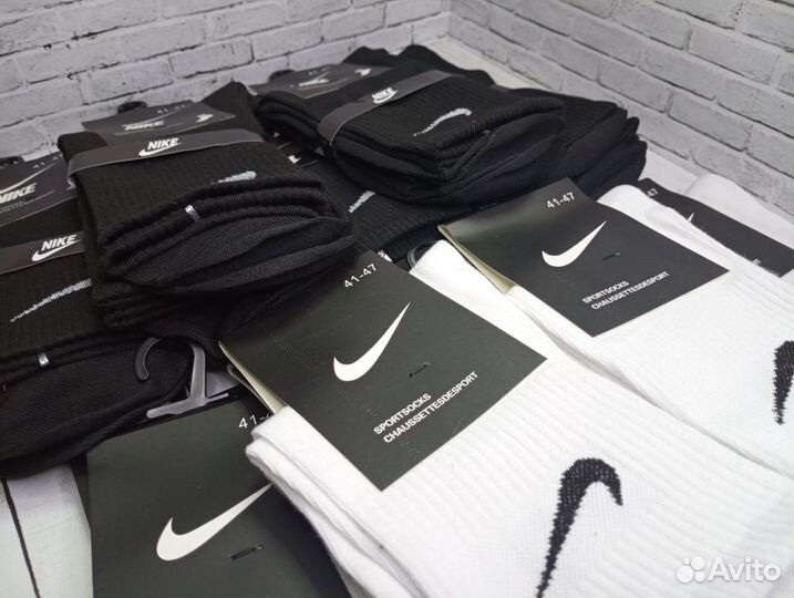 Носки белые чёрные Nike хлопок