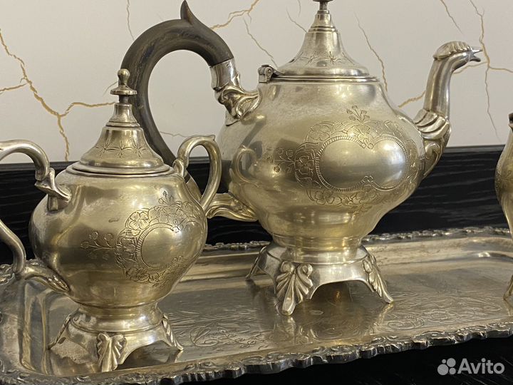 Старинный Латунный сервиз серебрение