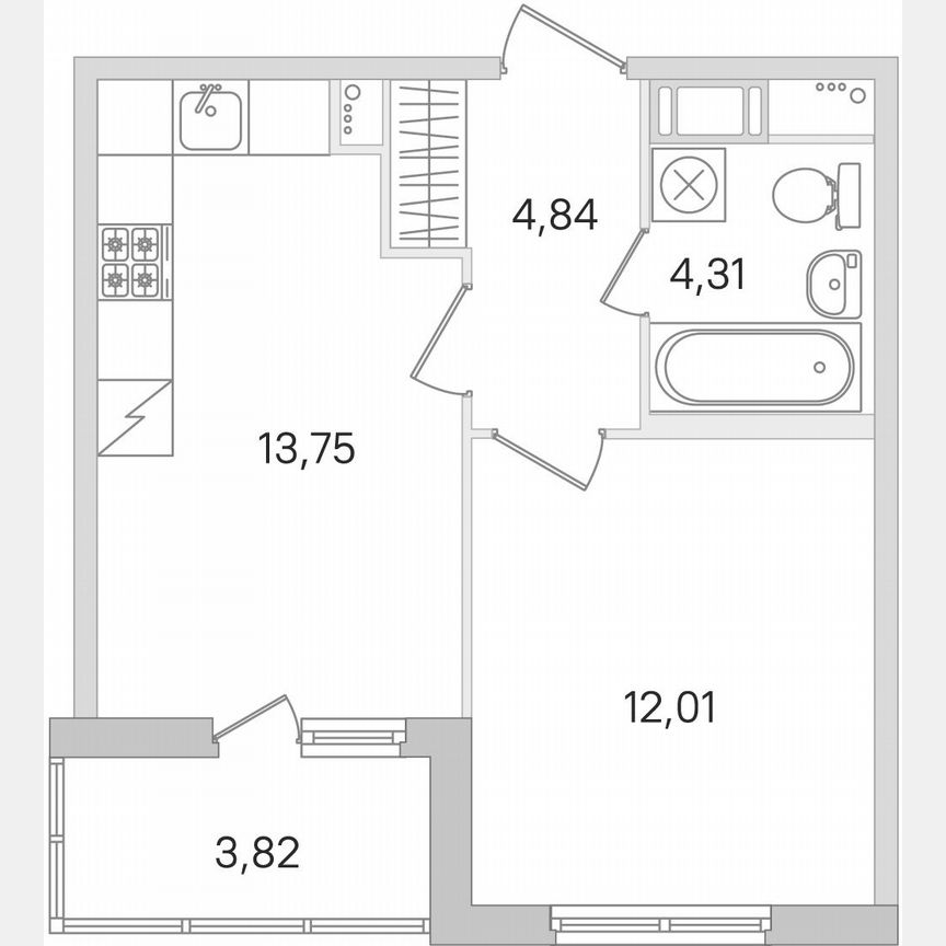 1-к. квартира, 36,8 м², 2/8 эт.
