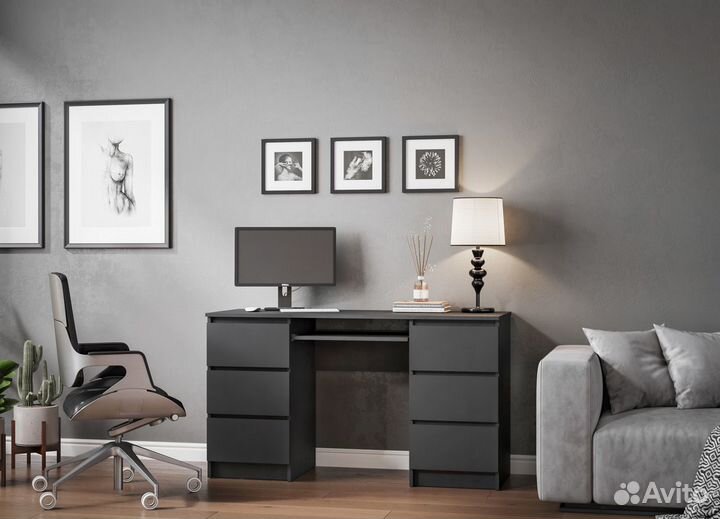 Стол компьютерный новый 1.35 м графит IKEA-стиль