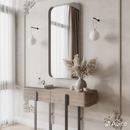 Зеркало фигурное лофт, цвет серый металлик