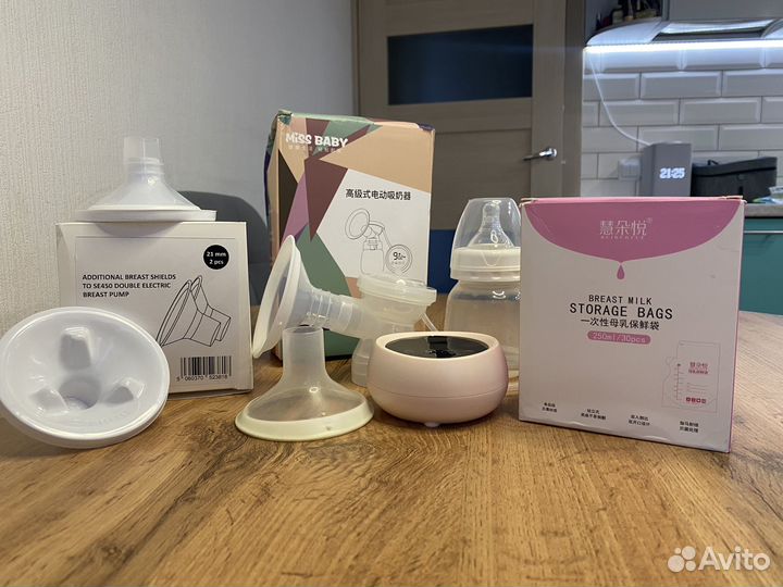 Молокоотсос электрический, воронки 21мм, пакеты