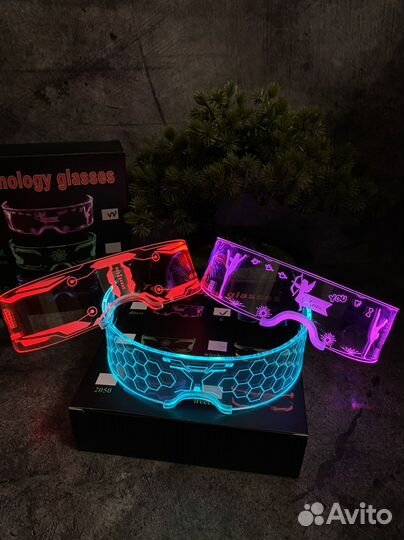 Светящиеся очки (неоновые) Cyberpunk style