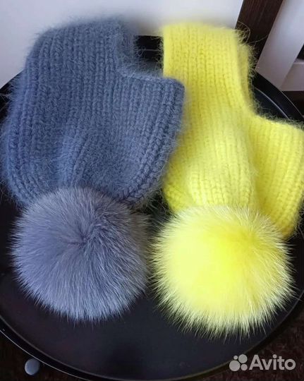 Шапка ушанка с натуральным помпоном женская