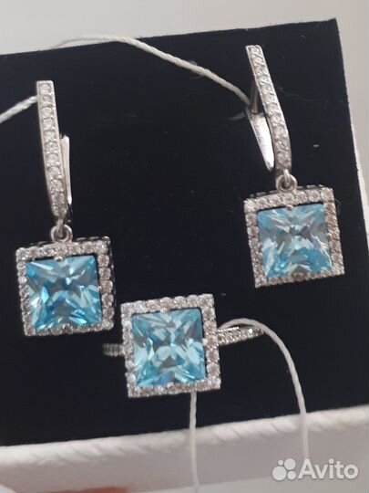 16,5раз.Серебряный комплект 925 пр.Серьги и кольцо