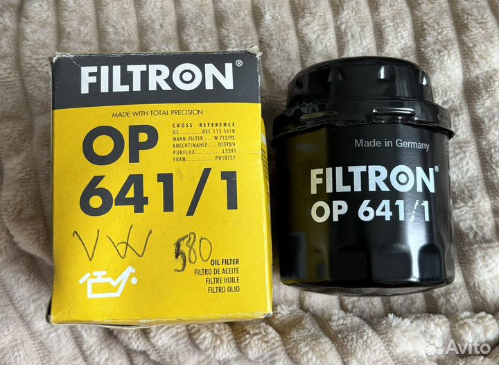 Масляный фильтр filtron OP641/1