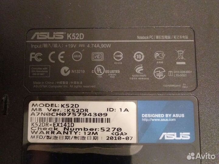 Ноутбук asus на запчасти