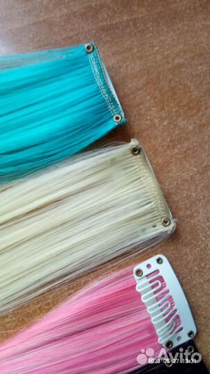 Заколка на клипсах с прядями для волос 50 см