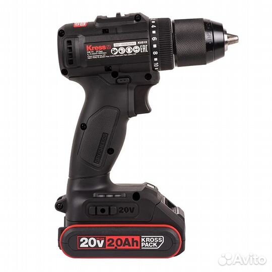 Акк дрель-шуруповерт kress KU212.1 бесщ (20В; 2 АКБ; 2,0Ач; 50Нм; 1,3кг)
