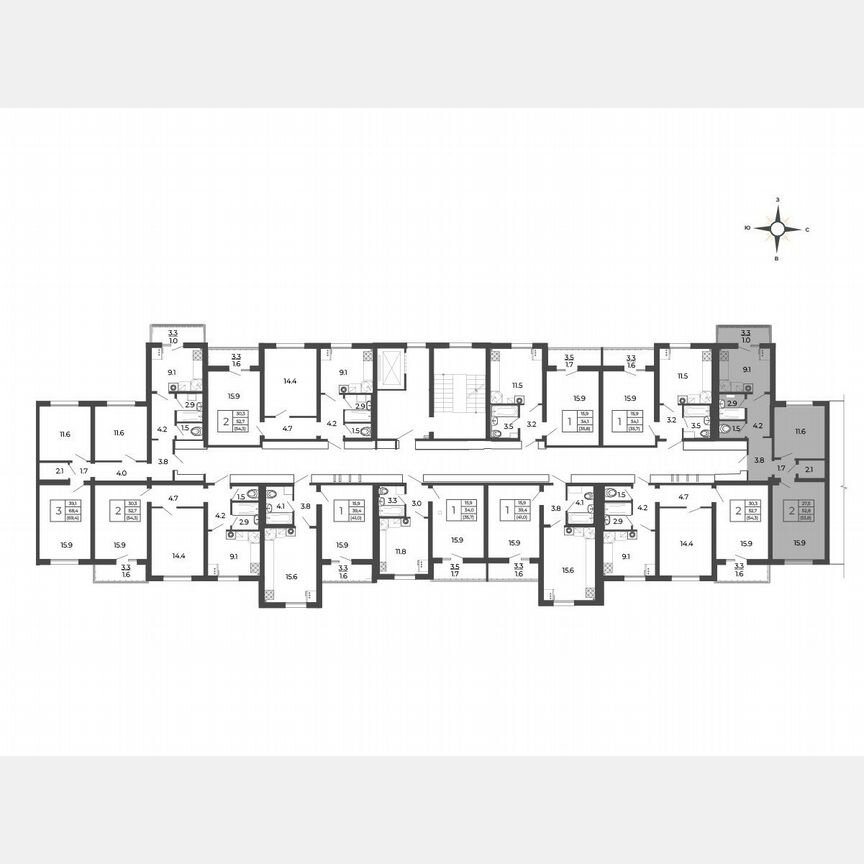 2-к. квартира, 53,8 м², 4/5 эт.