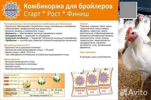 Комбикорма для птиц с 1 дня