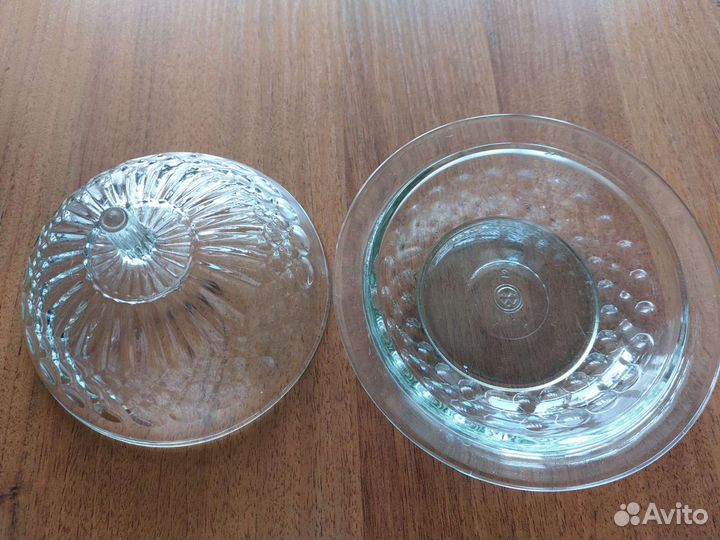 Стеклянная вазочка с крышкой, СССР, винтаж