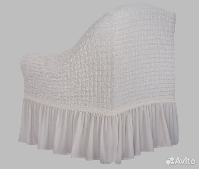 Чехол на кресло с оборкой Venera, цвет Молочный