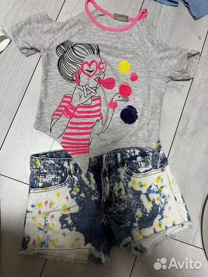 Джинсы, шорты, футболки, платья 128-150
