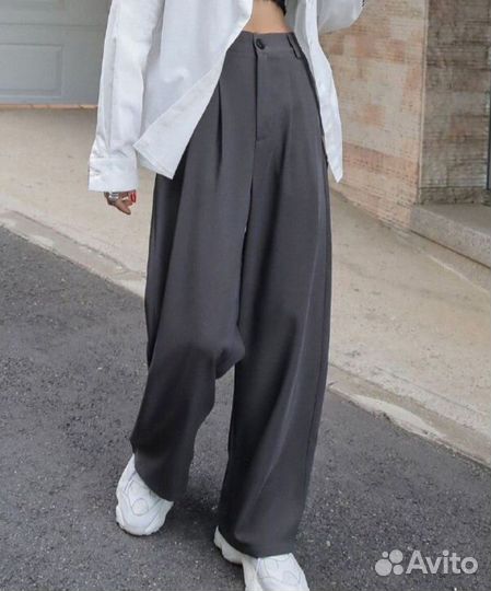 Брюки палаццо серые 46-48