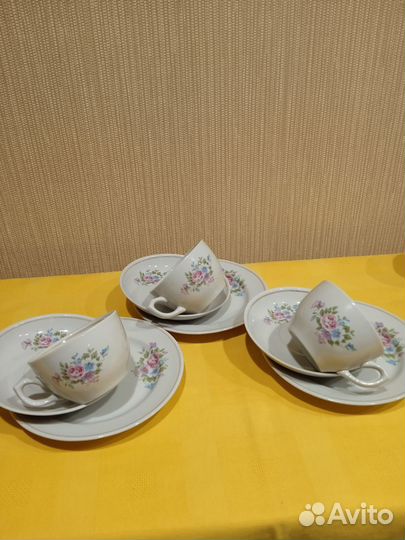 Чайные пары,блюдца, чайники