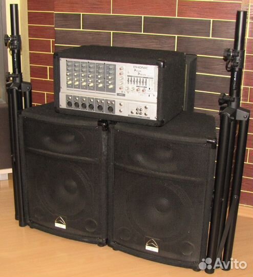 Колонки Wharfedale 1200W Микшер-усилитель Штативы