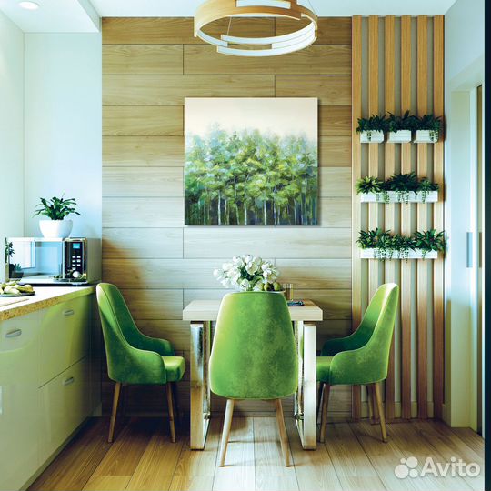 Интерьерная картина маслом Зелёный Лес Пейзаж