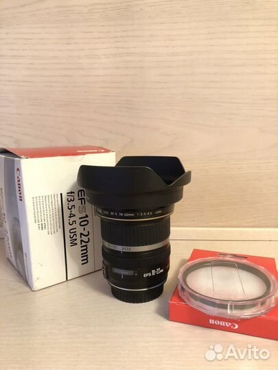 Canon EF-S 10-22 f/3.5-4.5 + бленда и UV фильтр