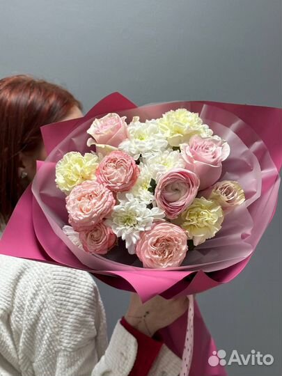 Розы. Букеты из пинк мондиаль