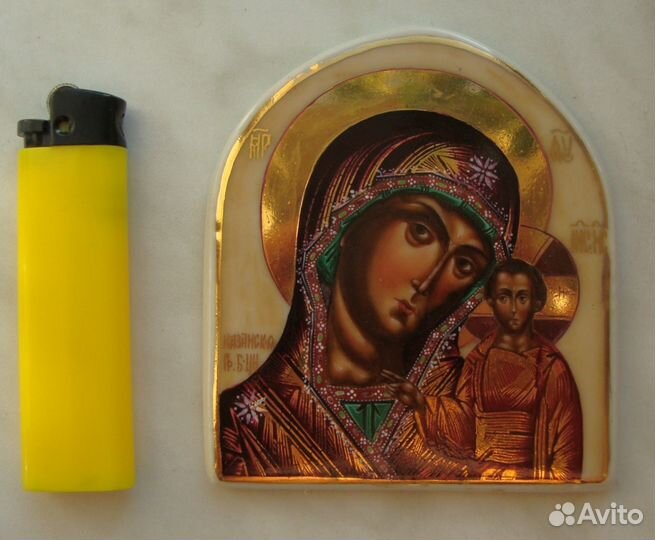 Икона Казанская 1993г Гжель Роспись Авторская