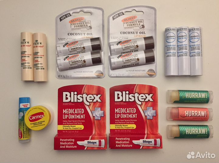 Бальзамы для губ Carmex Nuxe Blistex Hurraw