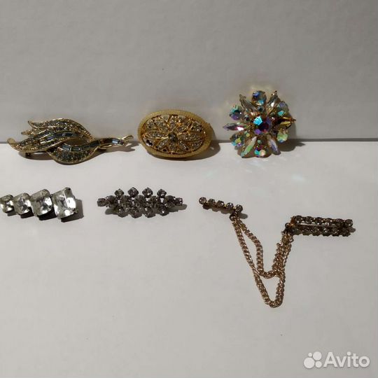 Винтажные броши 6 штук